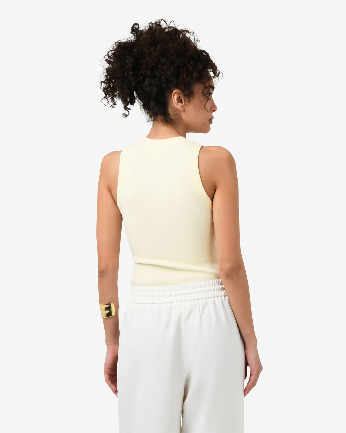 Devon V-Neck Singlet in butter — back view