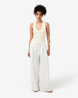 Devon V-Neck Singlet in butter — full-length view