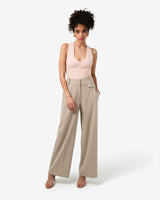 Devon V-Neck Singlet in nude pink — full-length view