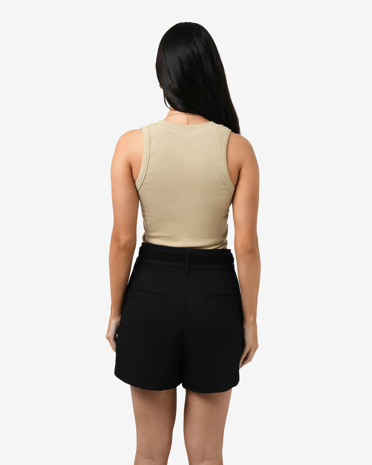 Devon V-Neck Singlet in oat — back view