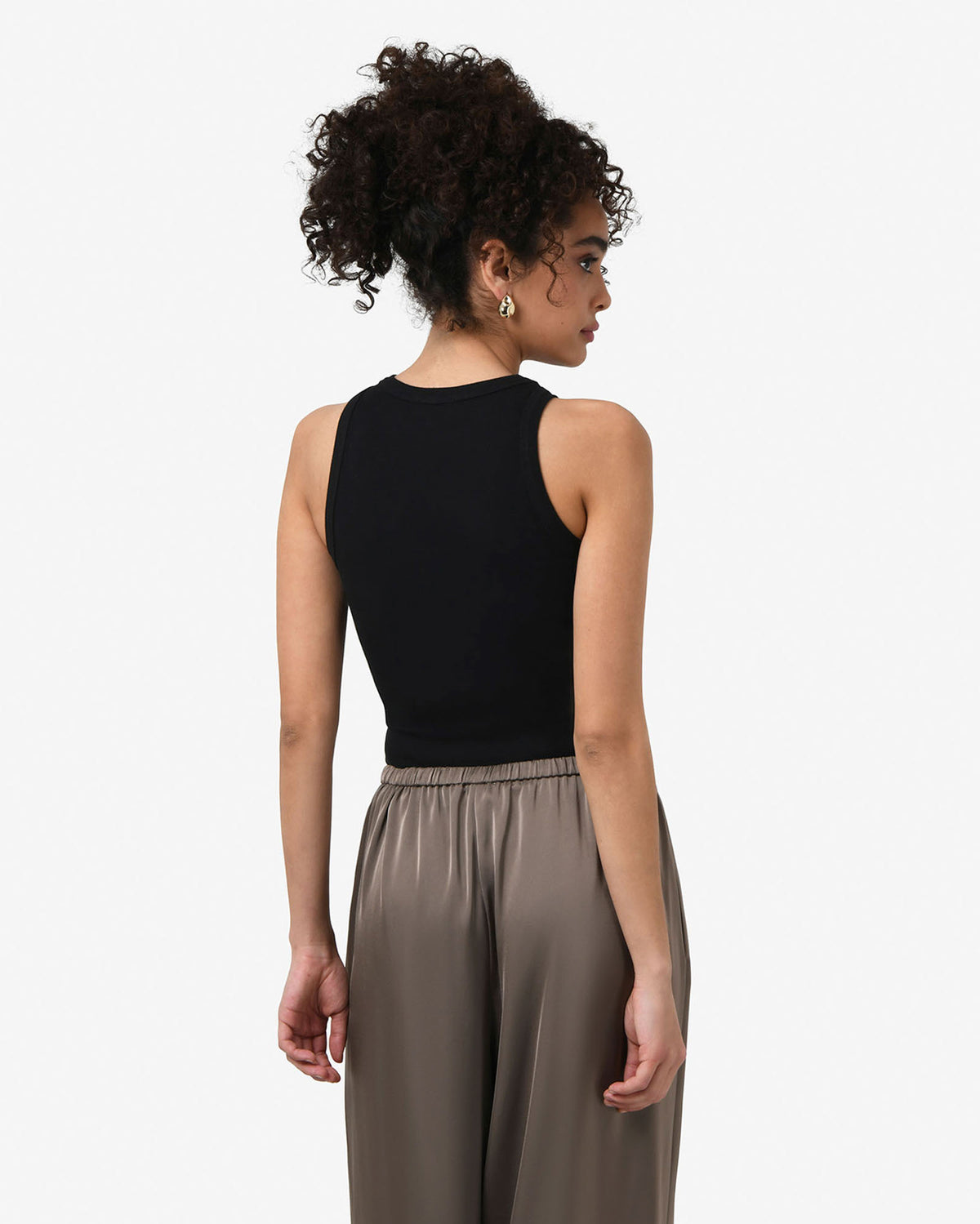 Devon Cotton Singlet in black — back view