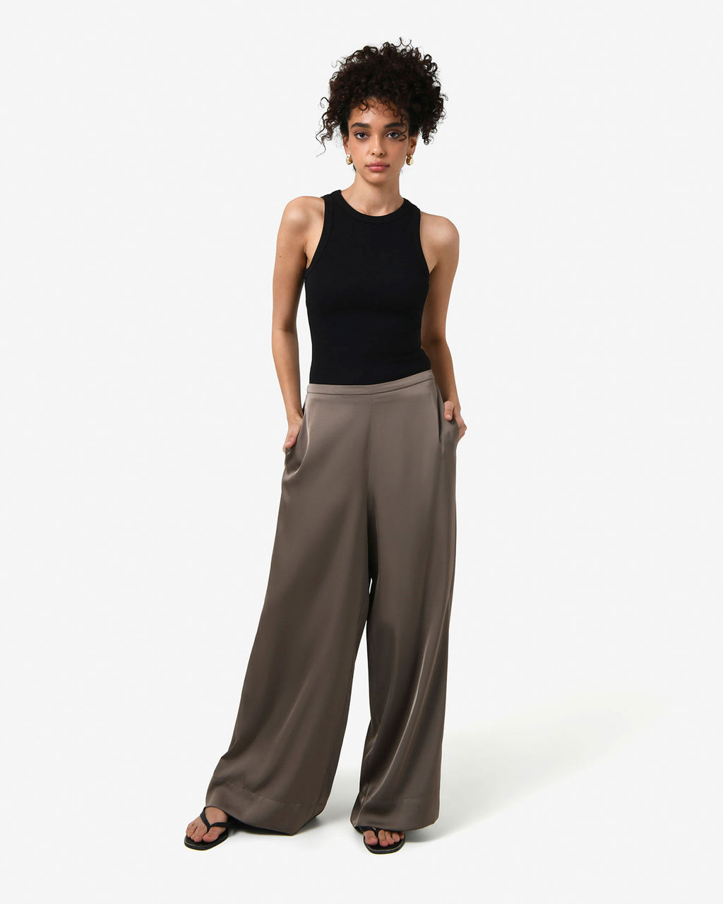 Devon Cotton Singlet in black — full-length view