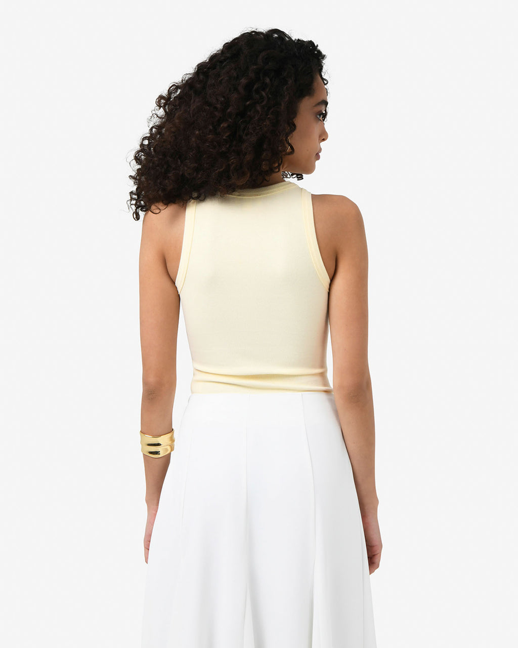 Devon Cotton Singlet in butter — back view