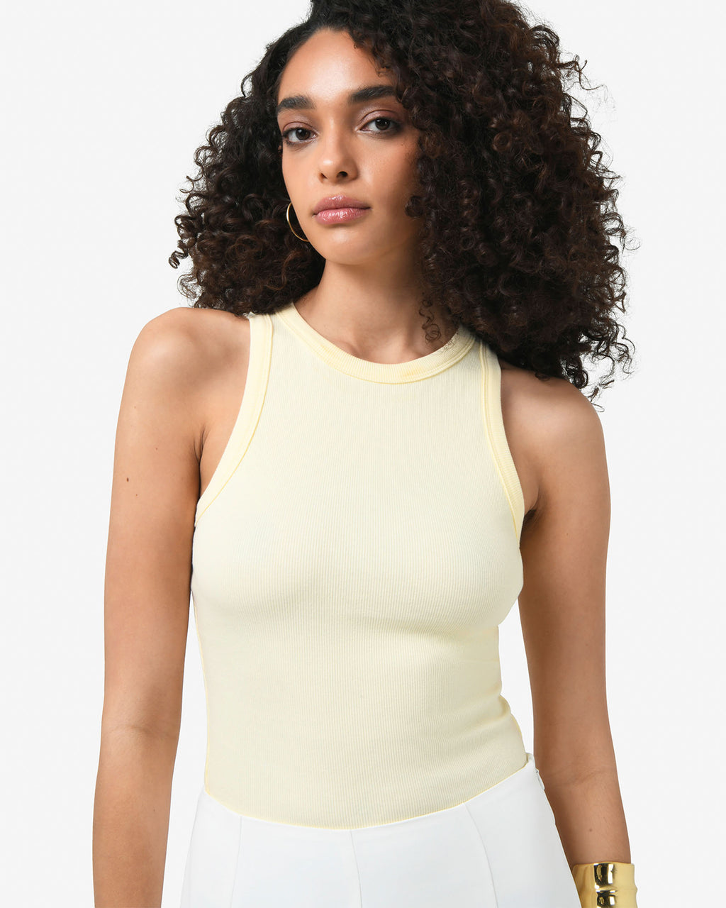Devon Cotton Singlet in butter — close-up view 2