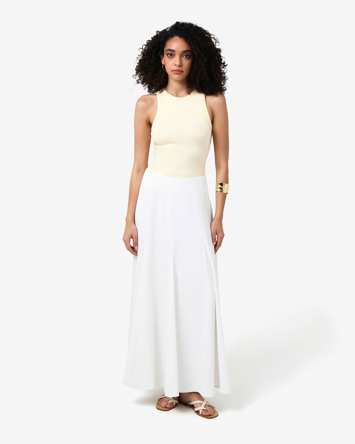 Devon Cotton Singlet in butter — full-length view