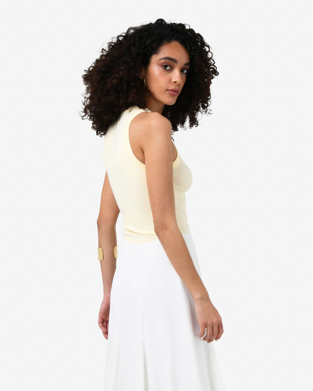 Devon Cotton Singlet in butter — side view
