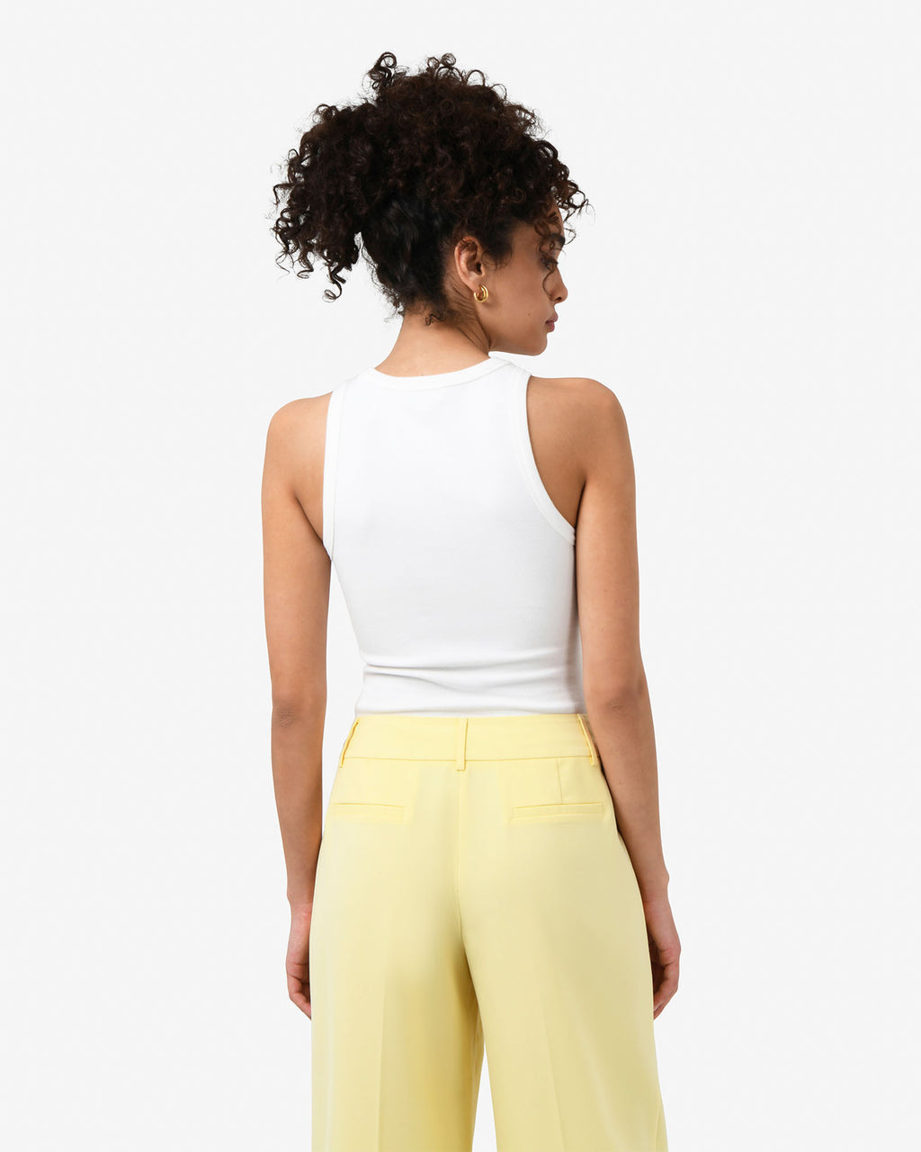 Devon Cotton Singlet in white — back view