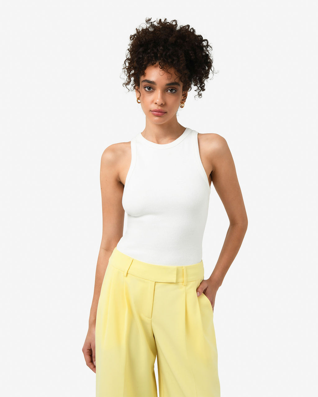 Devon Cotton Singlet in white — close-up view