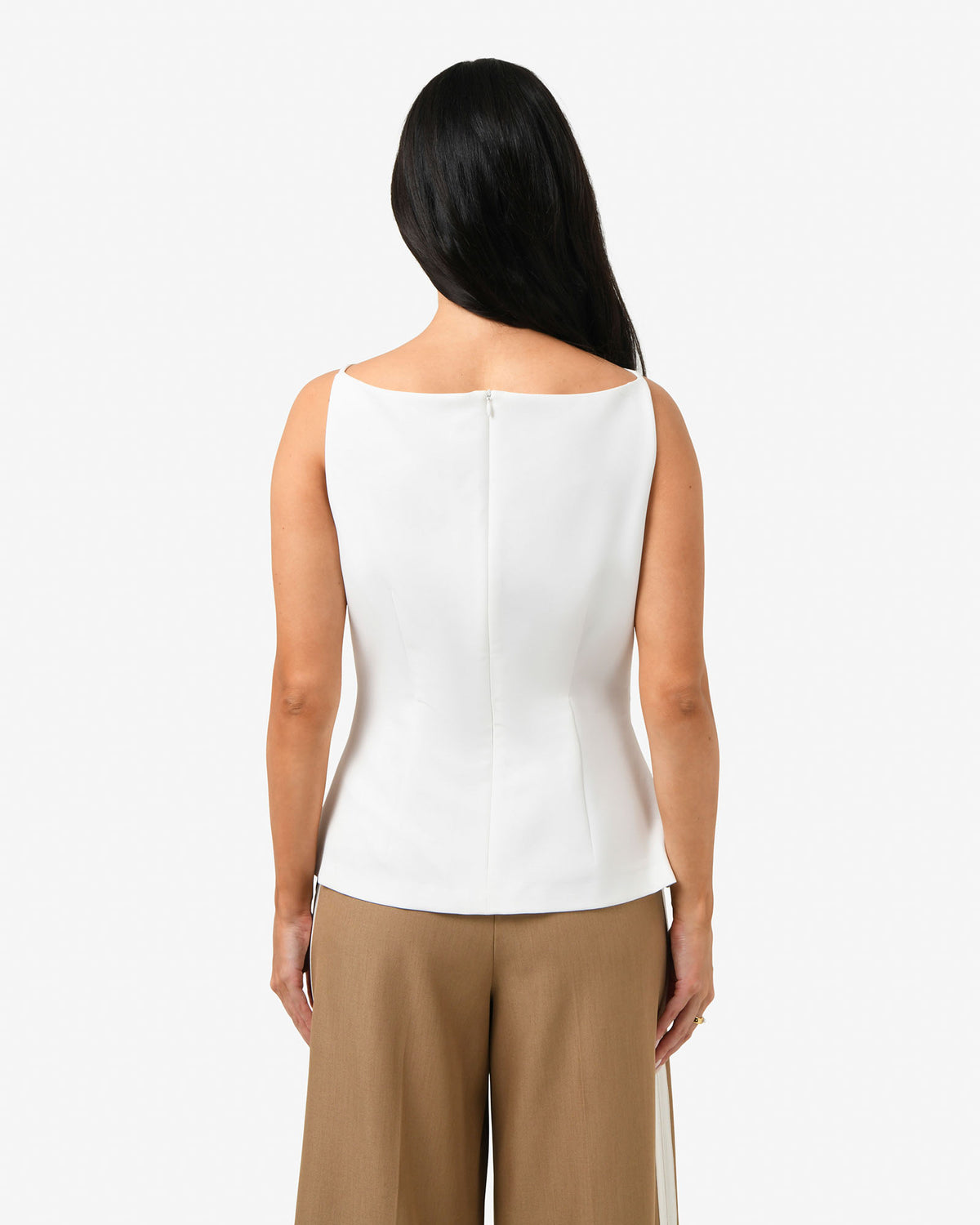 Hannah Apron Top in ivory — back view
