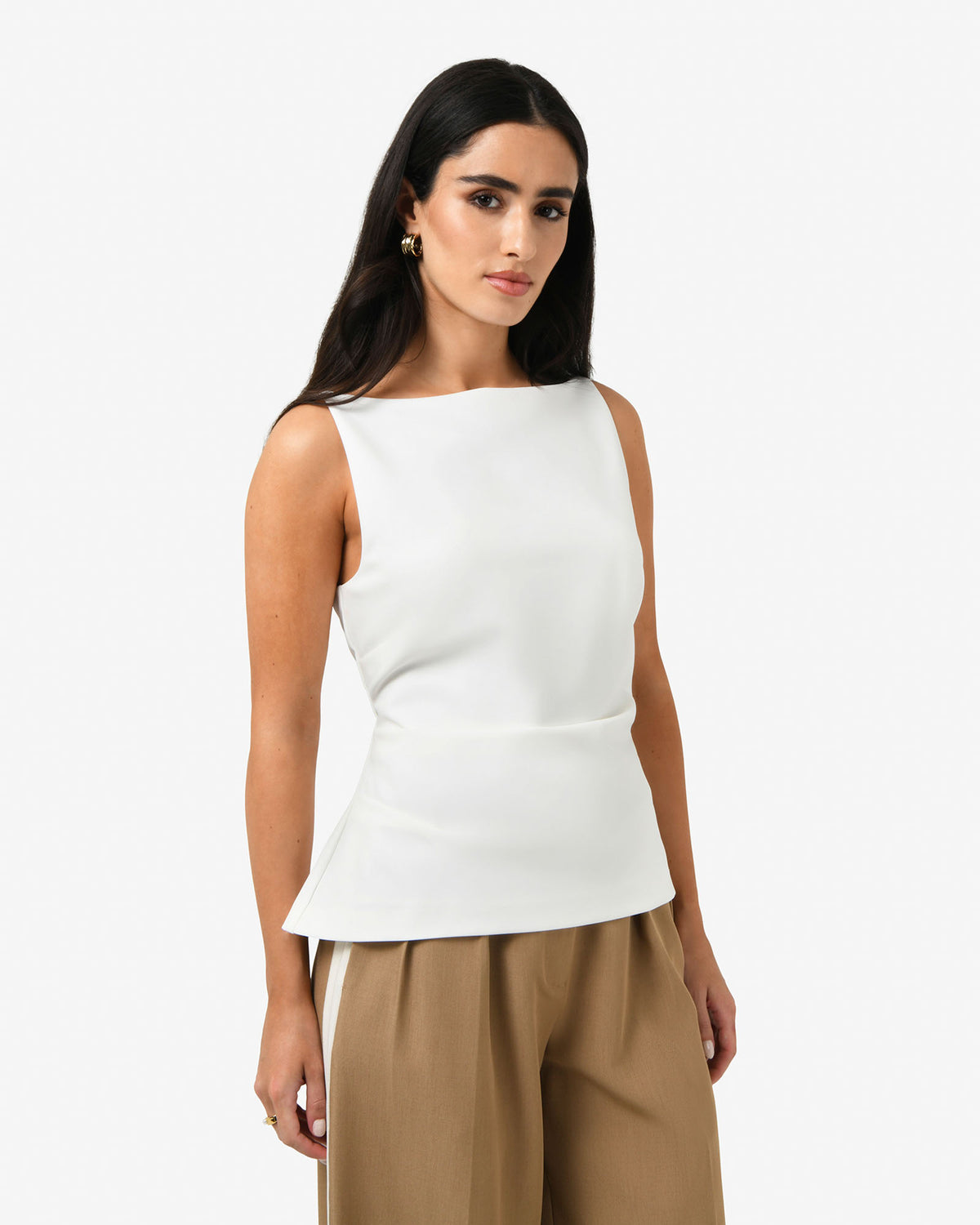 Hannah Apron Top in ivory — close-up view 2