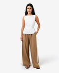 Hannah Apron Top in ivory — full-length view