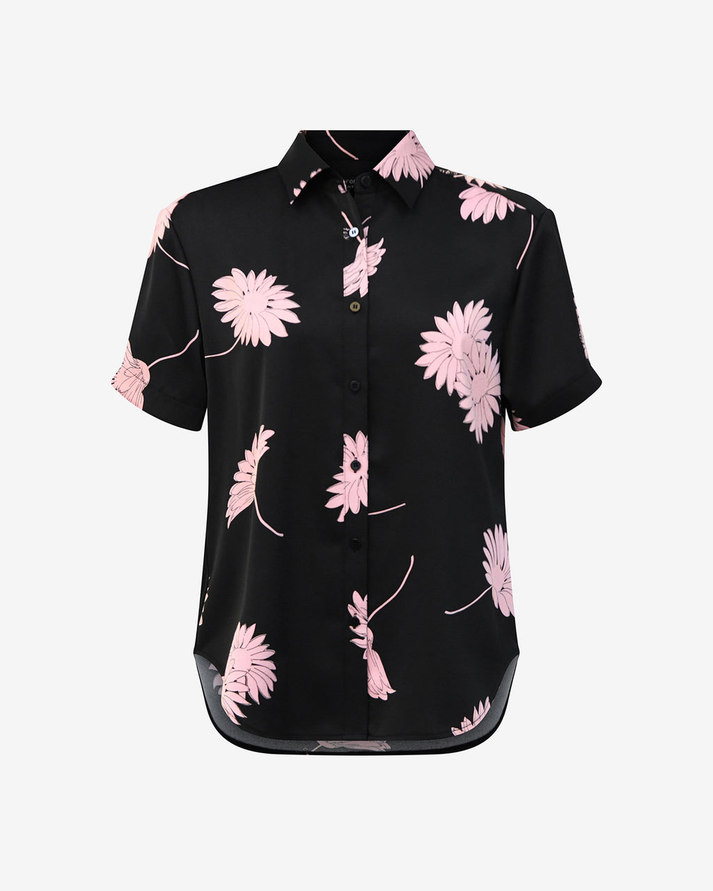 Felicia Floral Satin Shirt in black pink — product-only view
