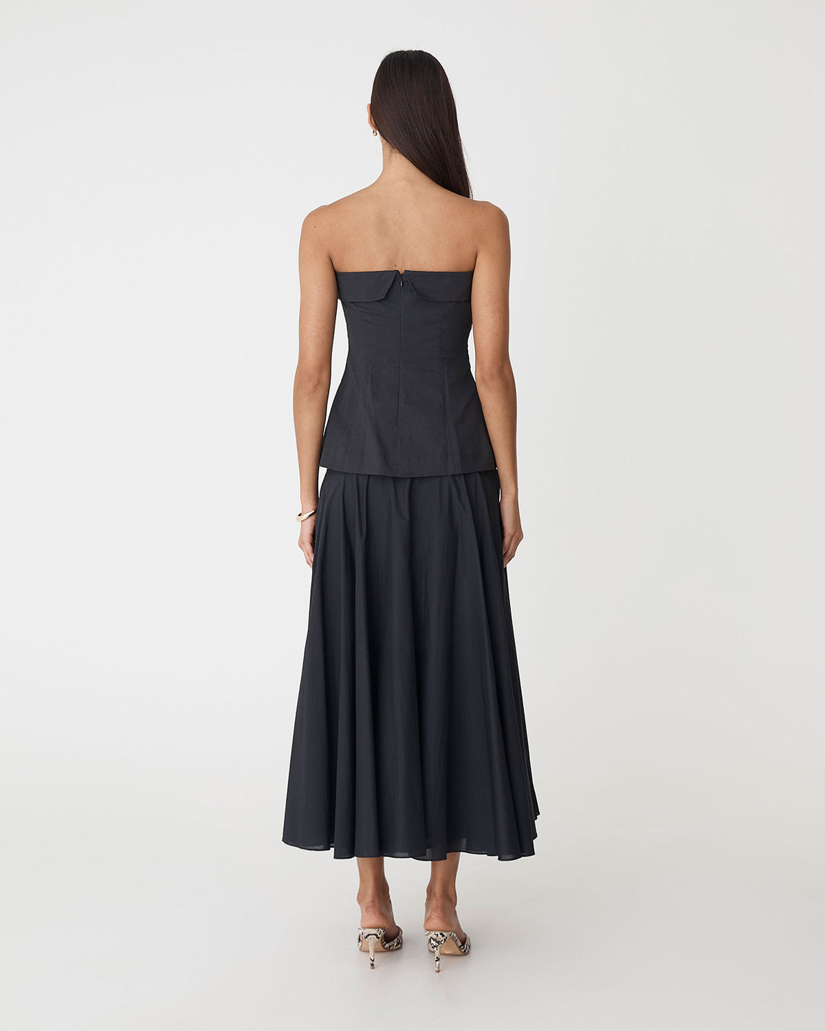 Deb Cotton Strapless Tunic in black — back view