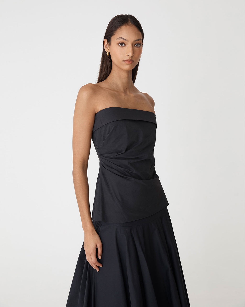 Deb Cotton Strapless Tunic in black — side view