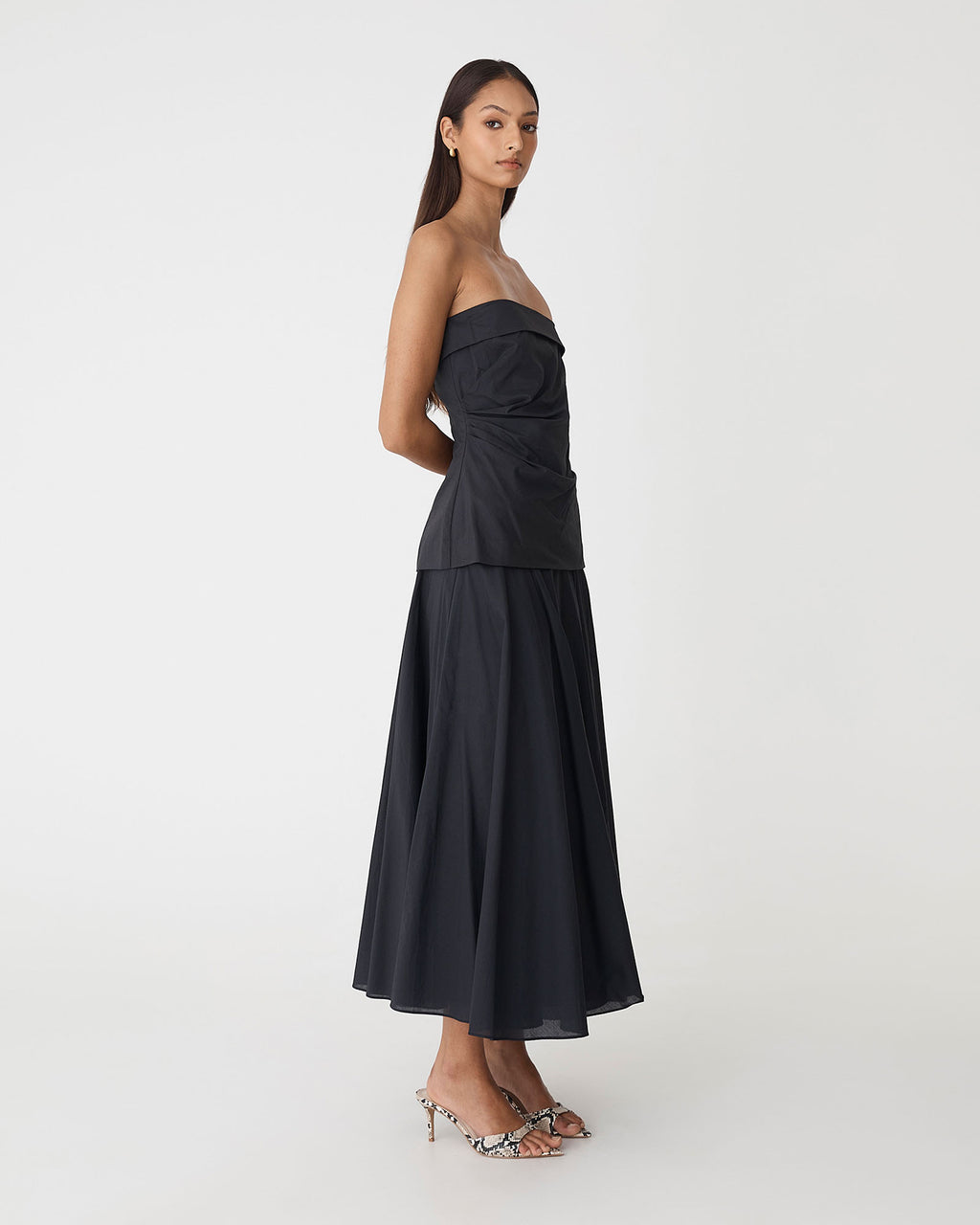 Deb Cotton Strapless Tunic in black — side view 2