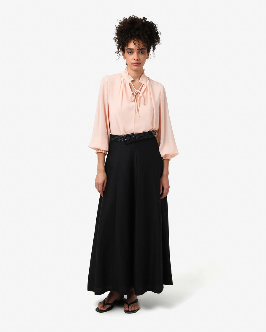 Joanna Chiffon Blouse in buff — full-length view