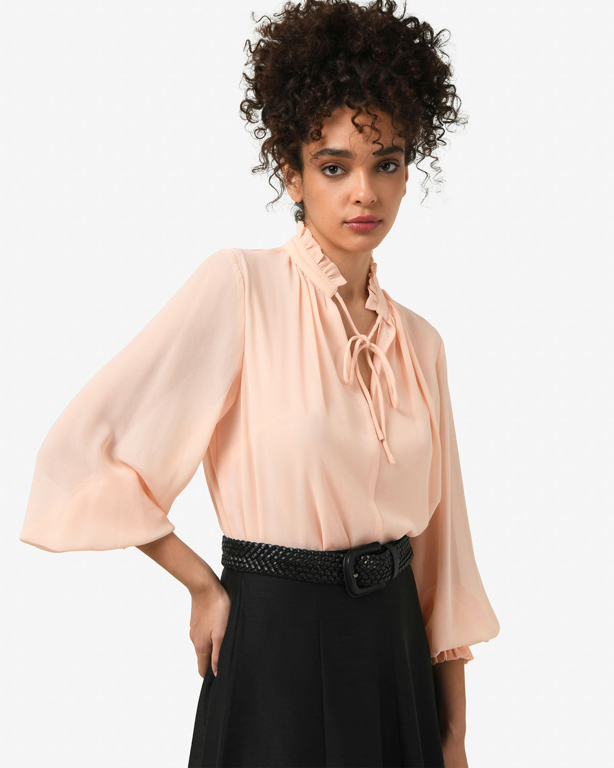 Joanna Chiffon Blouse in buff — side view