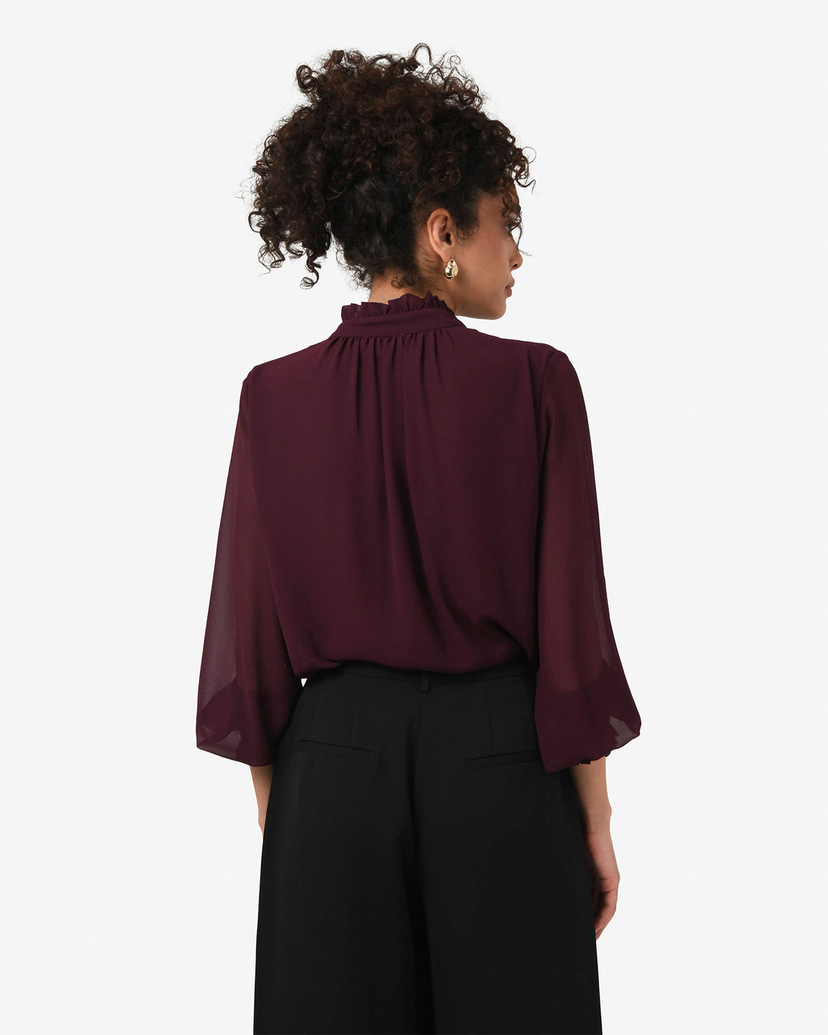 Joanna Chiffon Blouse in raisin — back view