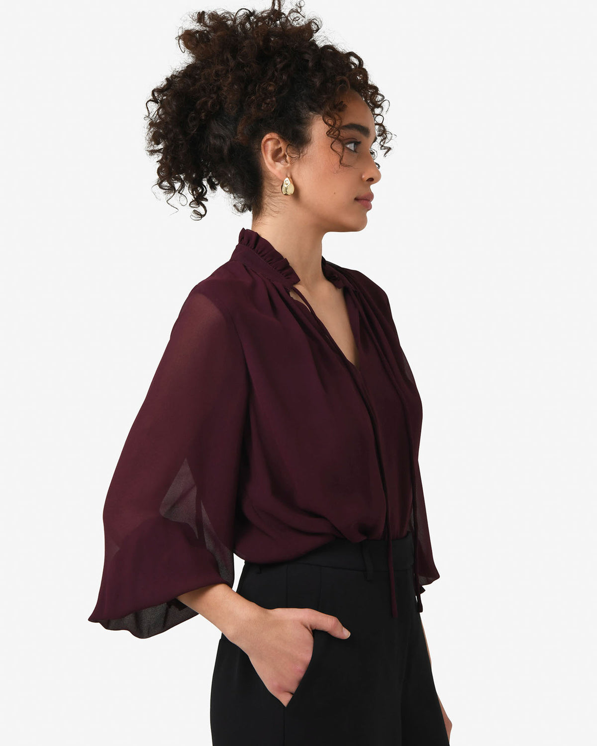 Joanna Chiffon Blouse in raisin — side view