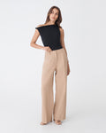 Cici Bamboo Twist Shoulder Top in black — full-length view