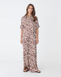 Zuhara Roll Cuff Shirt in brown zebra — full-length view