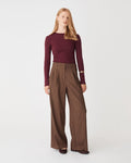 Wyatt Long Sleeve Tee in bordeaux — full-length view