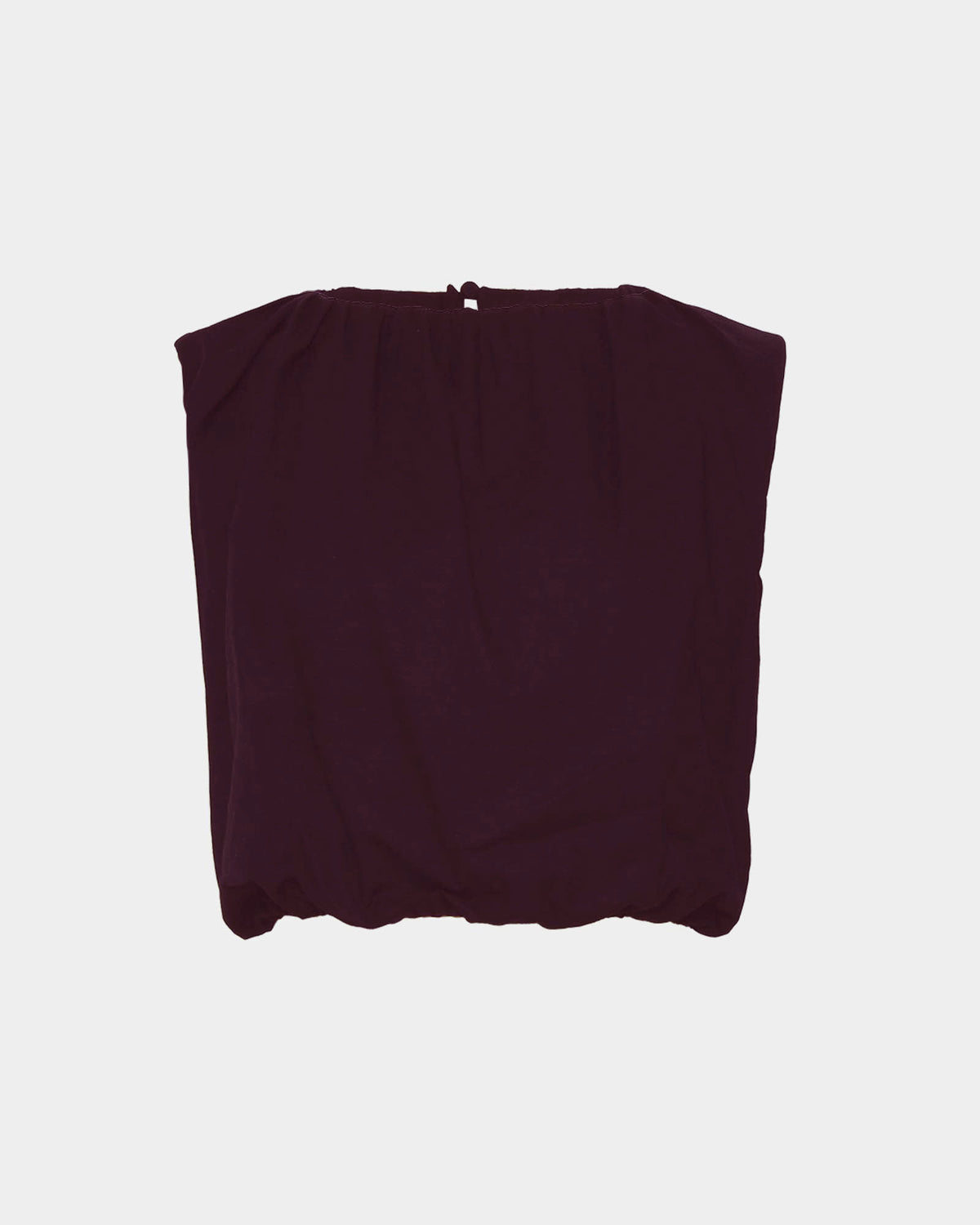Kenya 2 Ruched Linen Top in aubergine — product-only view