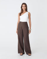 Holly Bamboo One Shoulder Top in ivory — full-length view