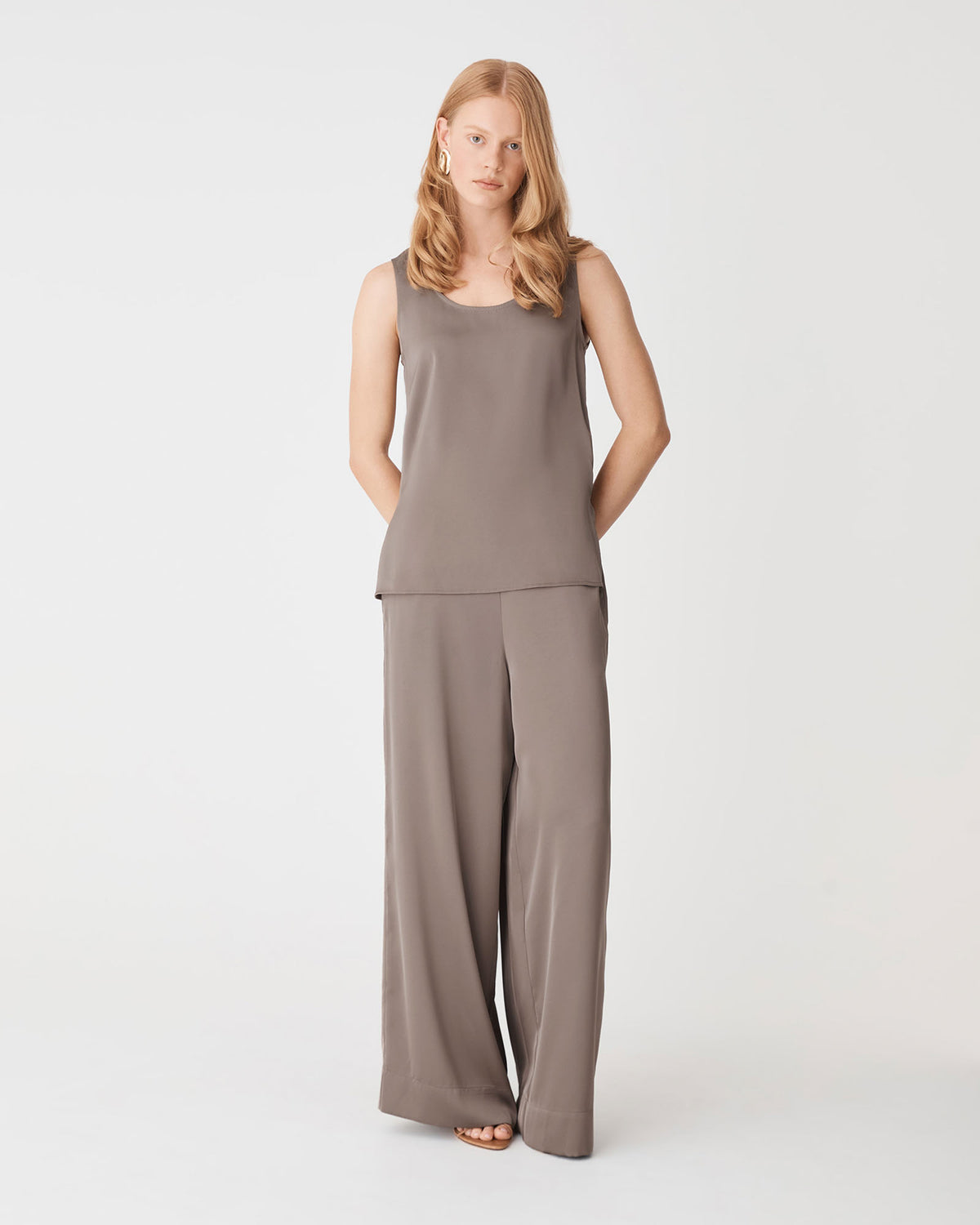 Sadin Tank Top in truffle — full-length view