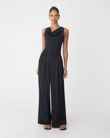 Sabrina Cowl Neck Top in black — full-length view