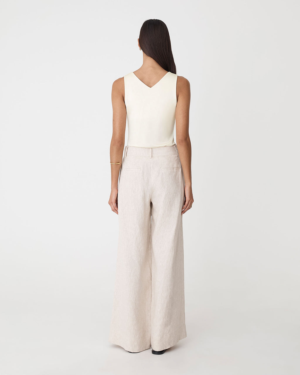 Sabrina Cowl Neck Top in butter — back view