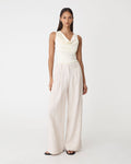 Sabrina Cowl Neck Top in butter — full-length view