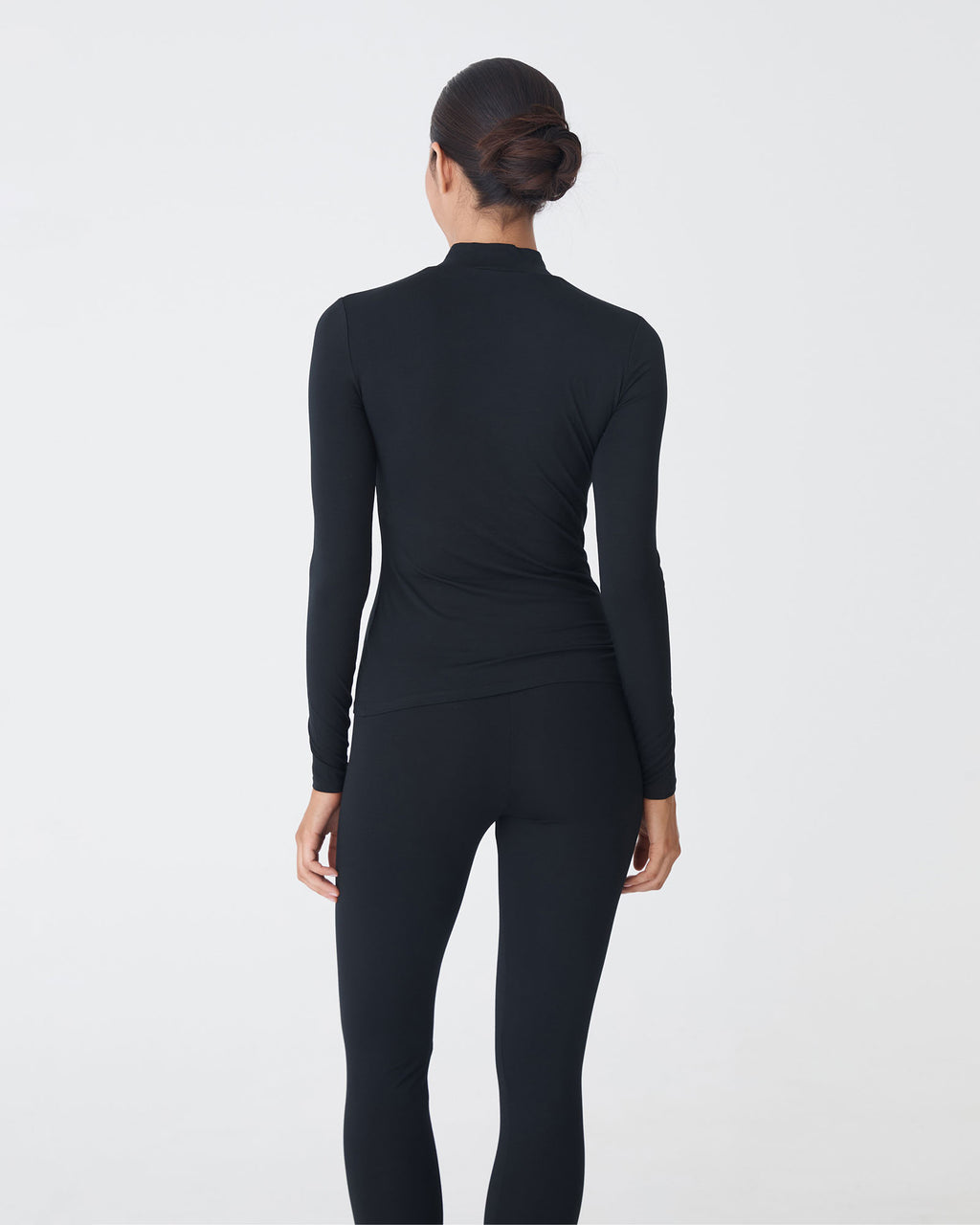 Nina Bamboo Long Sleeve Top in black — back view
