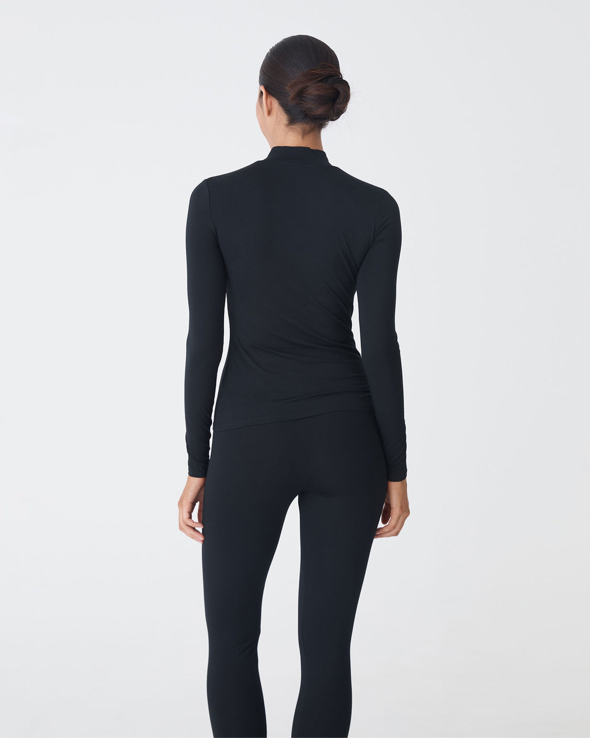 Nina Bamboo Long Sleeve Top in black — back view