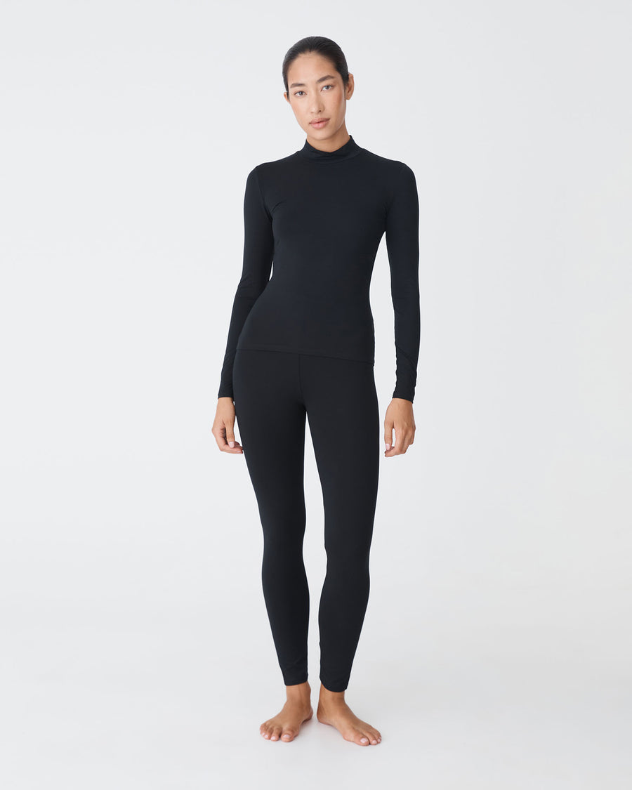 Nina Bamboo Long Sleeve Top in black — full-length view
