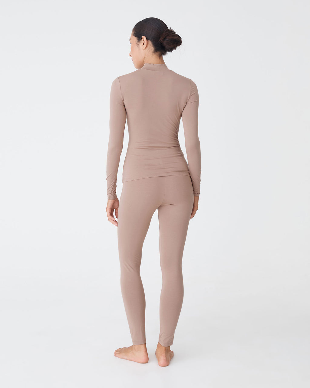 Nina Bamboo Long Sleeve Top in mocha — back view