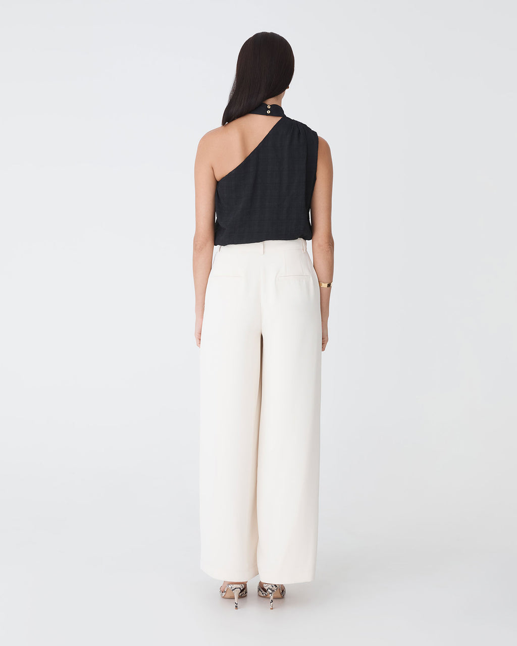 Ashlyn One Shoulder Top in black — back view