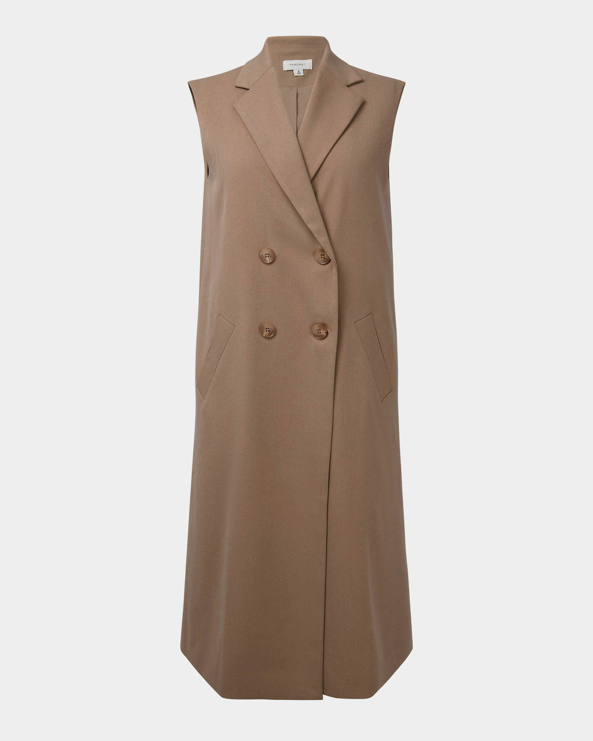 Kiya Longline Sleeveless Vest in latte — product-only view