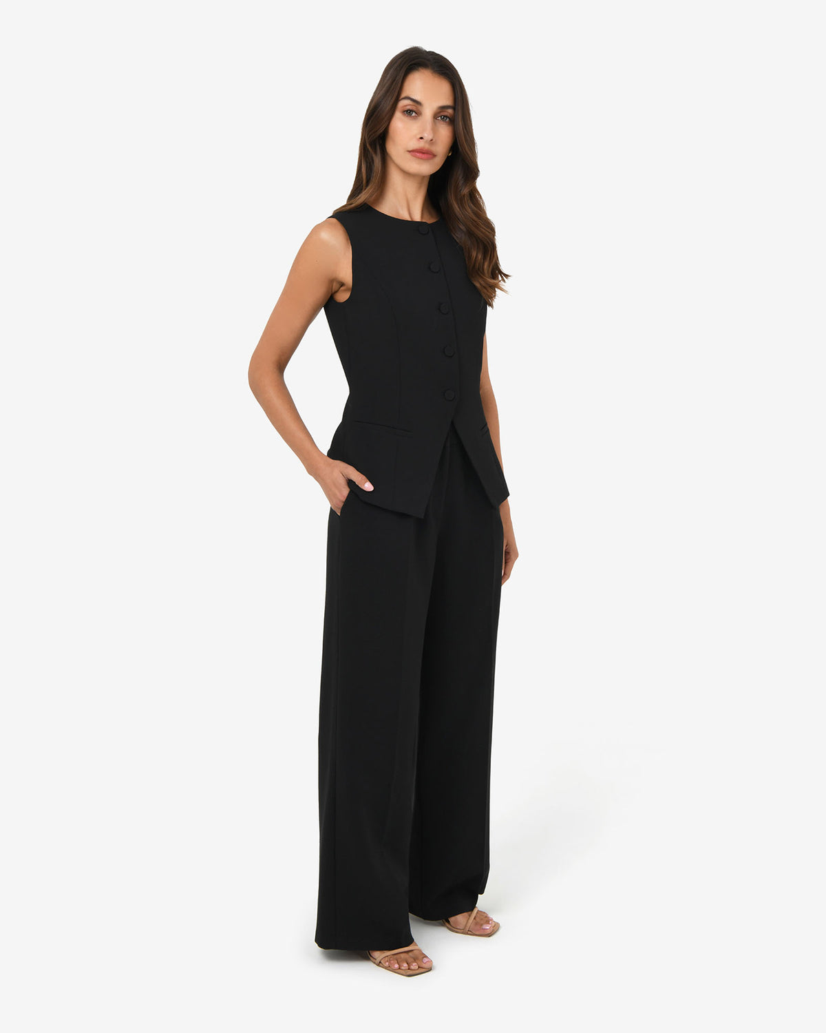 Nikki Longline Vest in black — side view