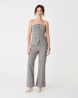 Flynn Button Up Bodice in beige check — full-length view