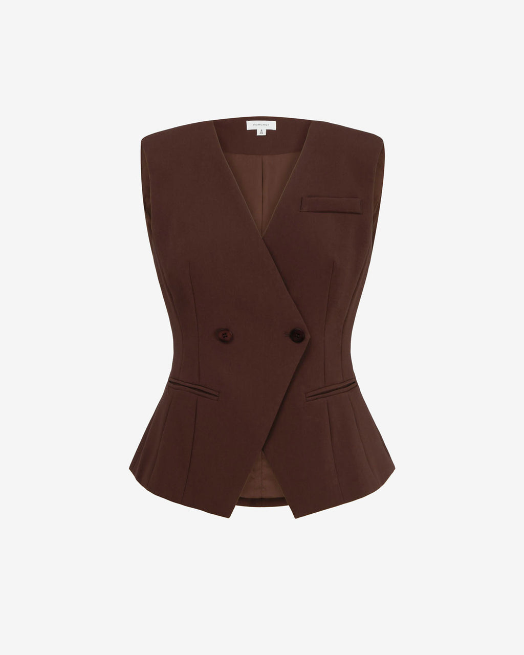 Nikki Collarless Vest in brown — product-only view
