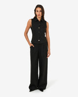 Dolly Collared Vest in black — full-length view