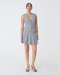Kris Tailored Vest in grey check — full-length view