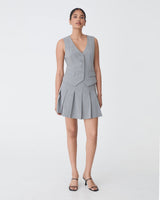Kris Tailored Vest in grey check — full-length view