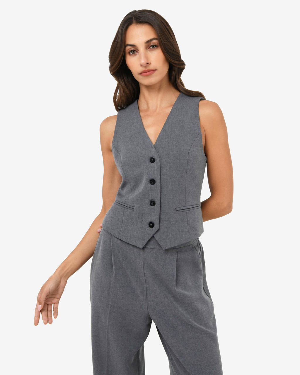 Westwood Tailored Vest in grey — close-up view