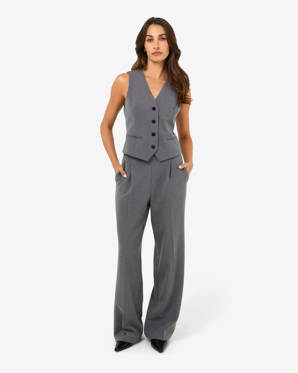 Westwood Tailored Vest in grey — full-length view