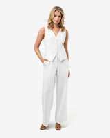 Nikki Tailored Waistcoat in ivory — full-length view