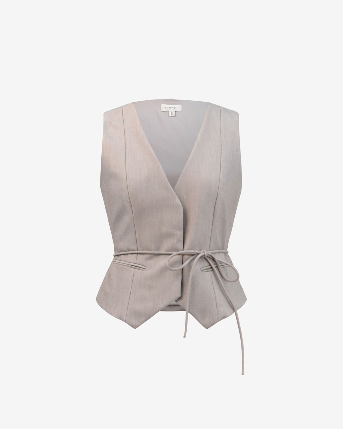 Fitzroy Belted Vest in oyster beige — product-only view
