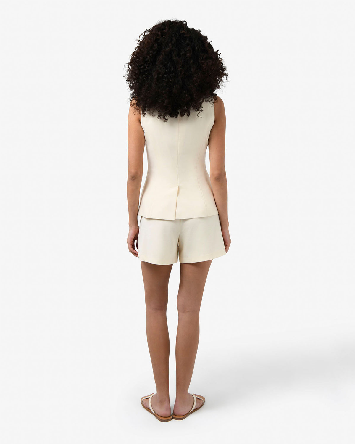 Rylan Longline Button Vest in butter — back view
