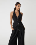 Amera Racer Back Vest in black — close-up view